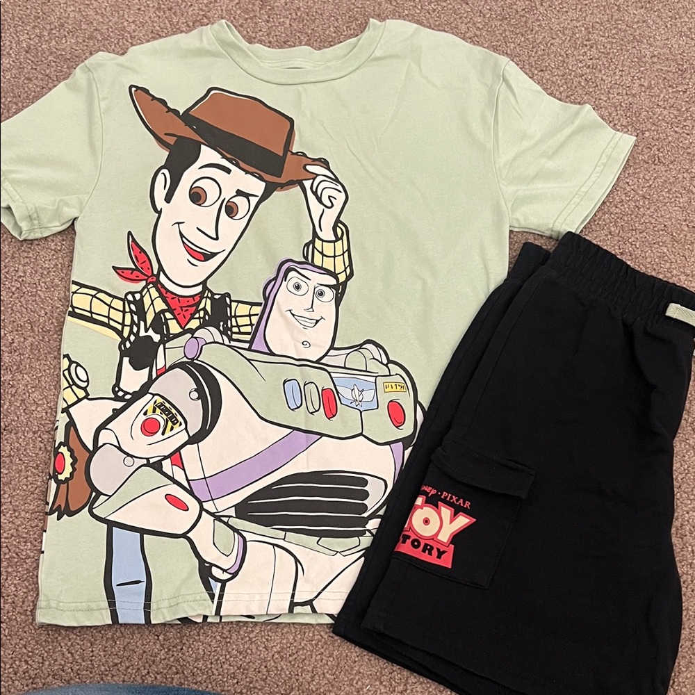Toy Story Graphic T-Shirt and Black Shorts Set